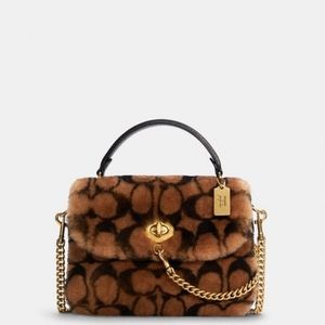 Coach x Jennifer Lopez Marlie Shearling Signature Satchel Bag BRAND NEW